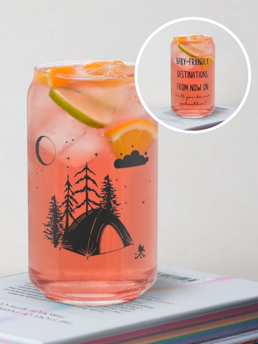 Camping Godmother Proposal Gift Iced Coffee Cup With Lid And Straw product image (1)