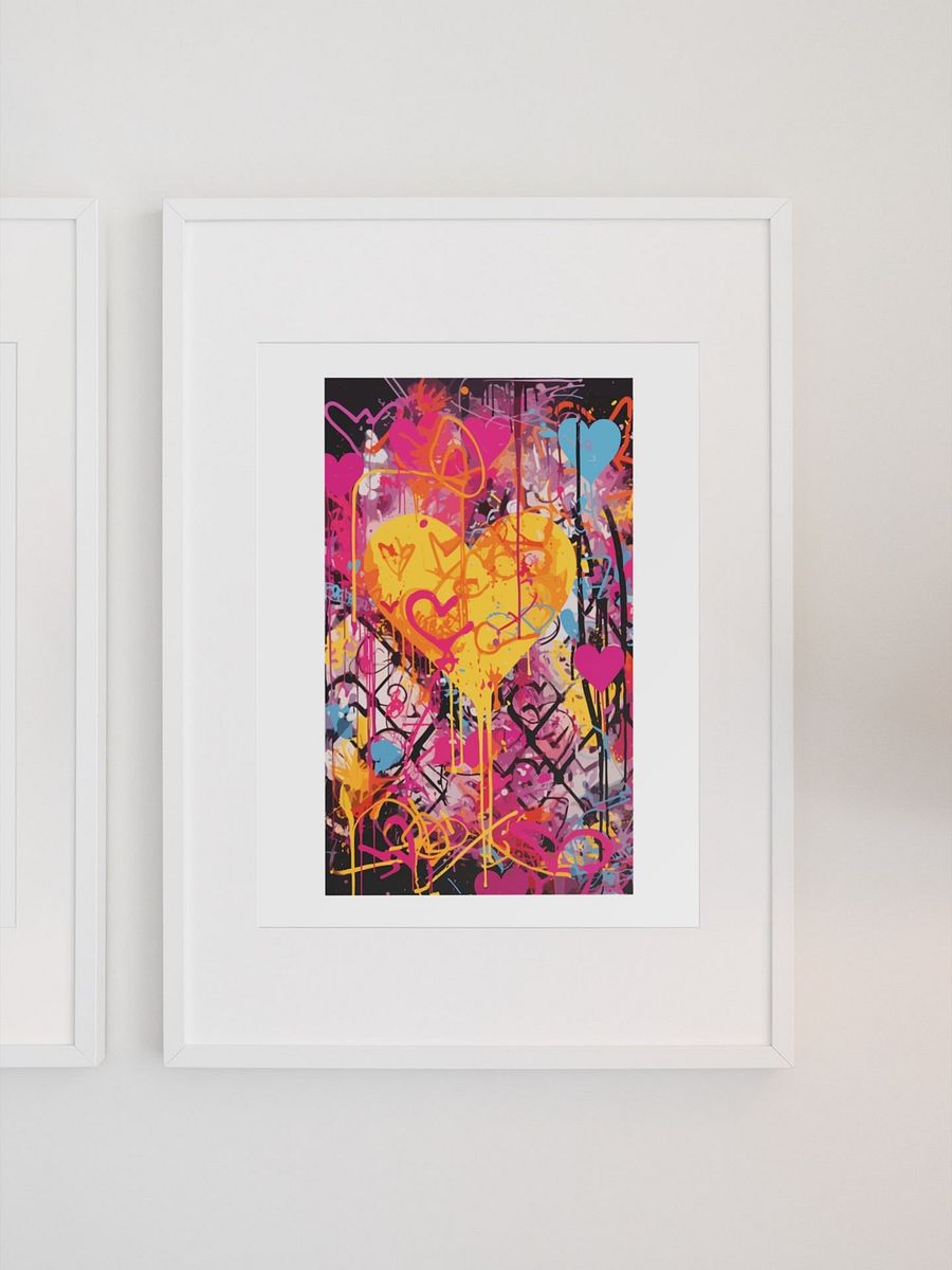 Vibrant Graffiti Heart Art Print, Multicolor Love Street Art Canvas, Urban Chic Home Decor, Expressive Dripping Heart Wall Hanging Piece product image (1)