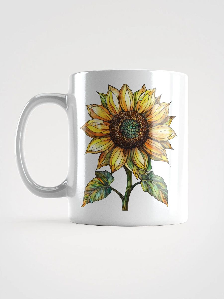 Stained Glass Sunflower White Glossy Mug product image (6)