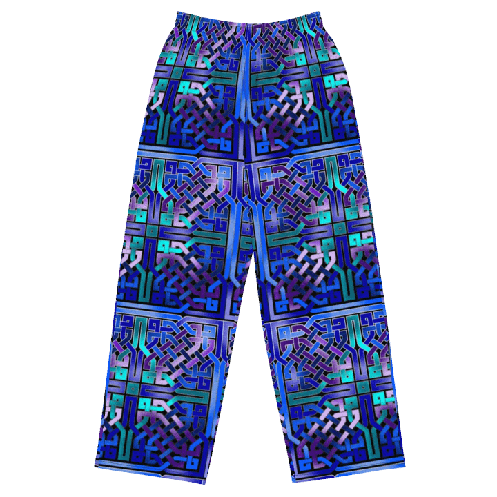 Blue Celtic Knot Pattern Wideleg Pants product image (2)