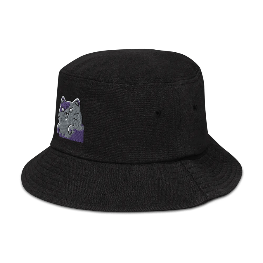Sly Purple Cat Cartoon Denim Bucket Hat product image (4)