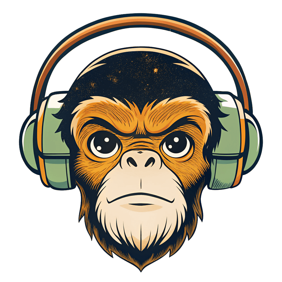 Cute Monkey Wearing Headphone And Enjoying Music T Shirt Design | High Quality PSD File With Transparent BG product image (1)