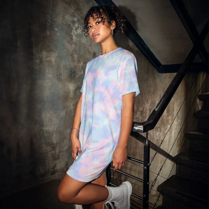 Pastel Tie Dye Pattern T-shirt Dress product image (2)