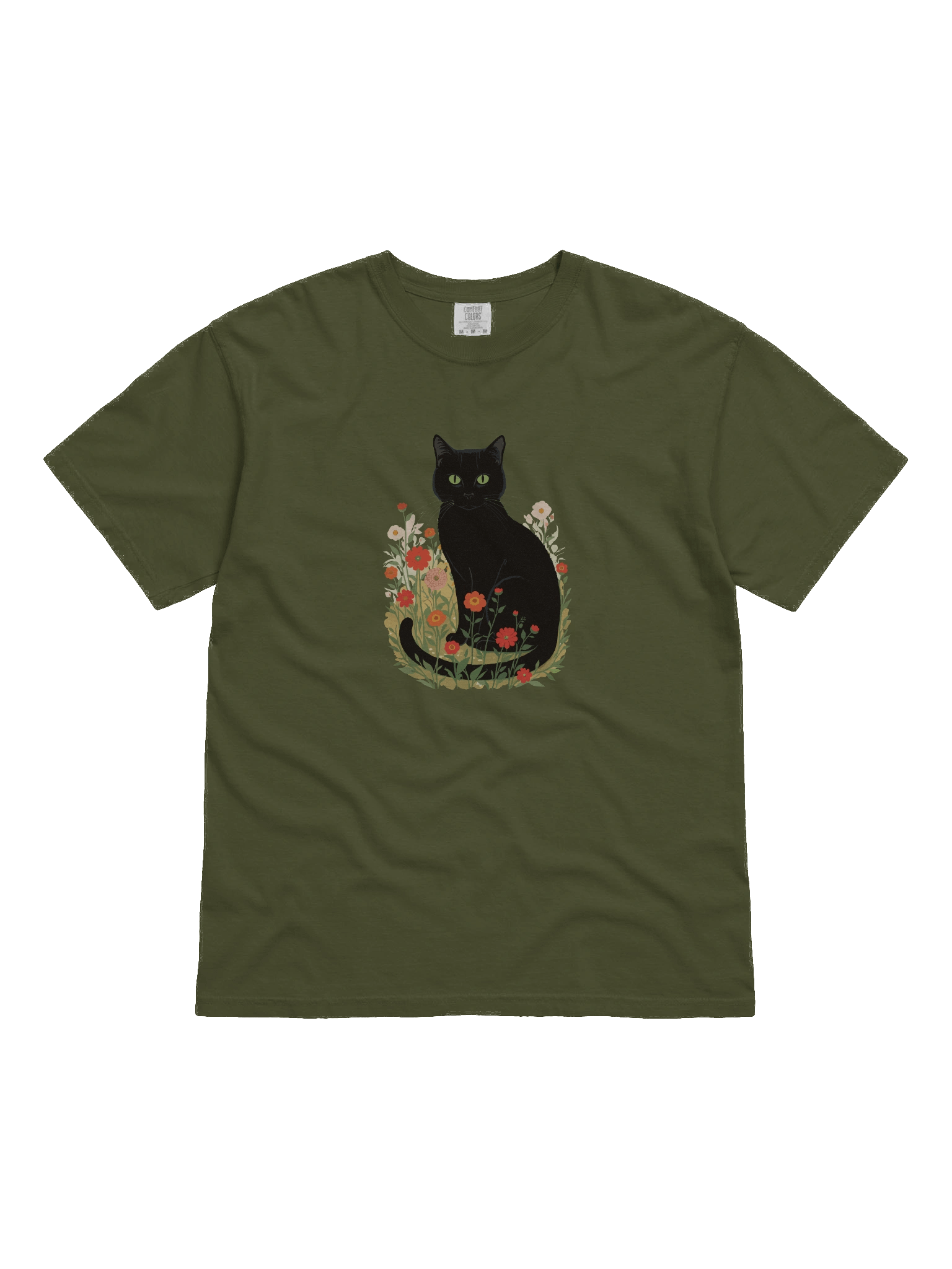 The Garden Guardian – Artistic Cat & Wildflower T-Shirt product image (3)