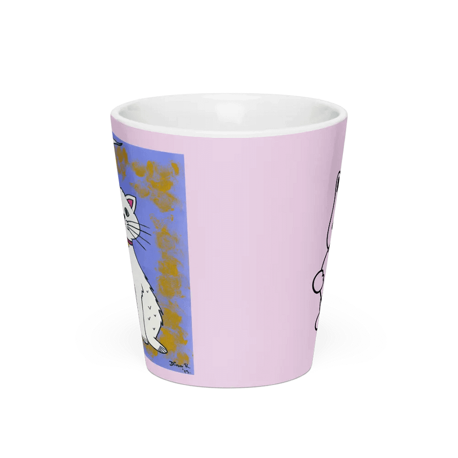 Cat (art by Dina R.) acrylic painting picture - Latte Mug product image (3)
