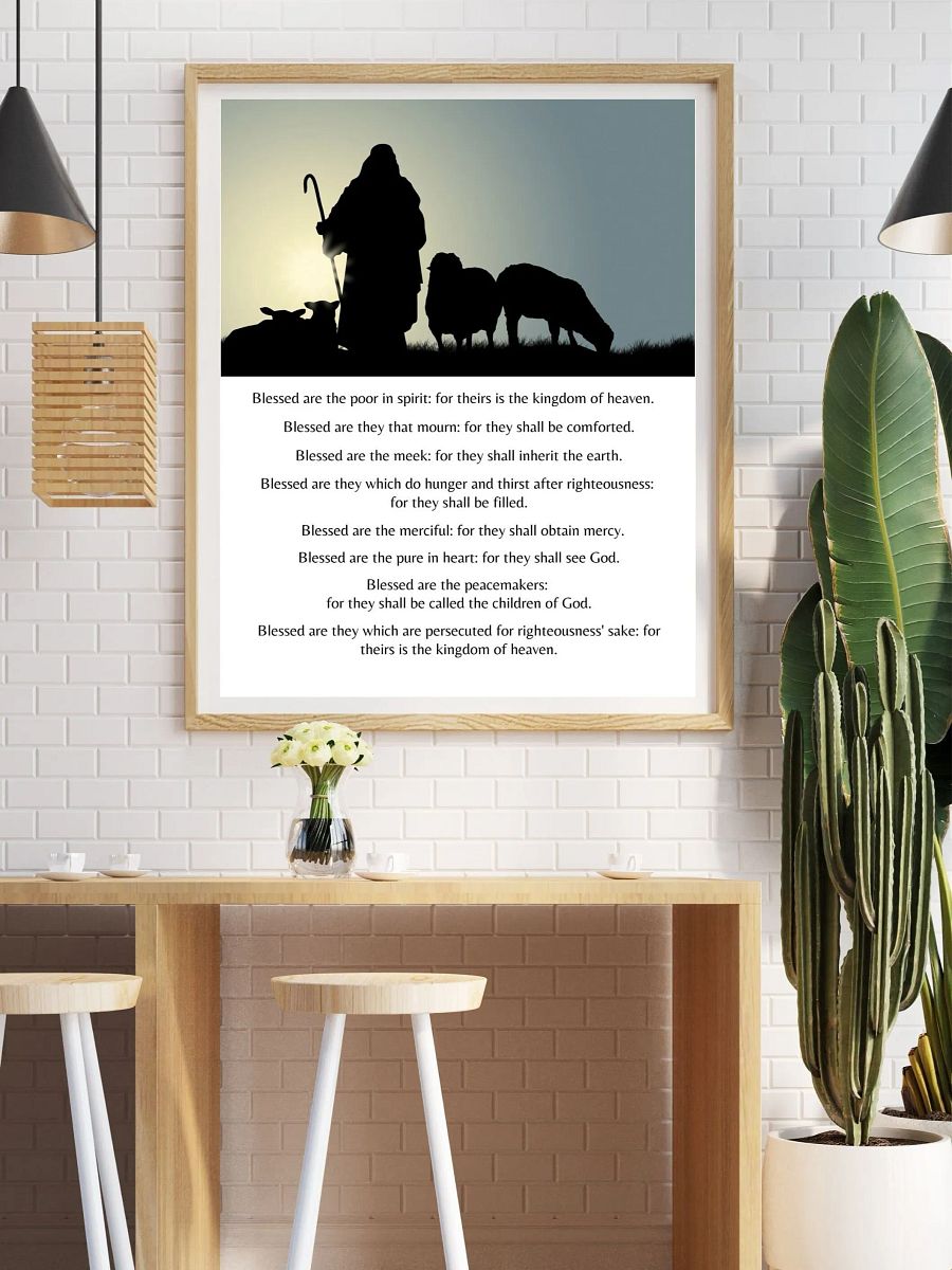 The Beatitudes Printable wall art, Matthew 5:3-9 art, beatitudes print, Blessed are the product image (1)