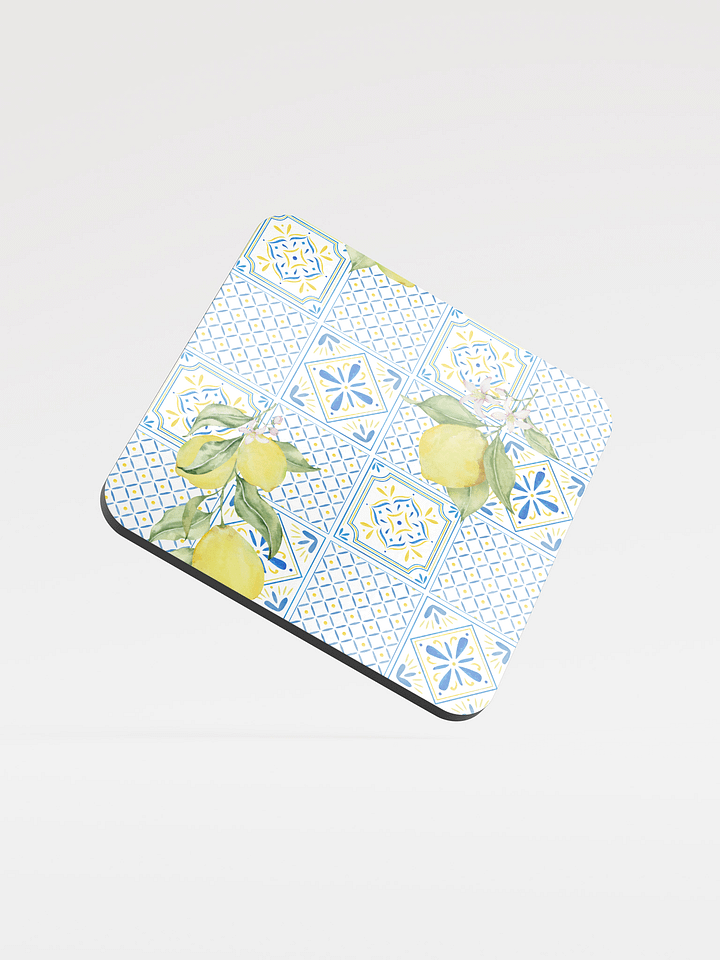 Mediterranean Lemon Tile Glossy Drink Coaster product image (2)