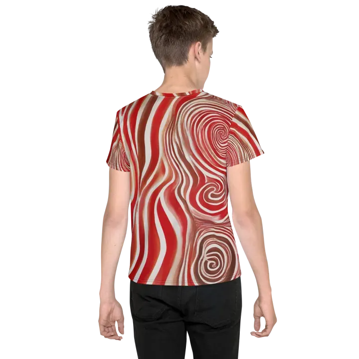 Funky Red Liquid Explosion Tie-Dye Youth Crew Neck Tee product image (2)
