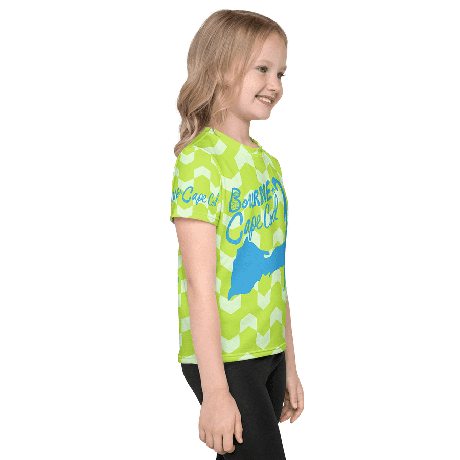 Girls' | Little Kids T-Shirt | BOURNE to Cape Cod™ | Vibrant Coastal Tee for Kids | Blue Logo on Citrine Arrows product image (4)