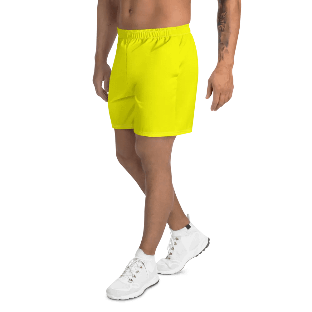 Plain Color Yellow Athletic Long Shorts product image (3)