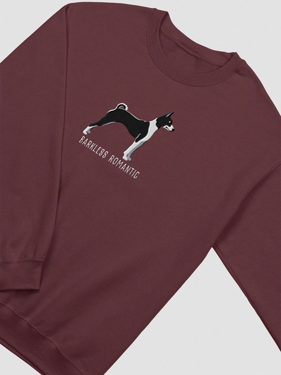 Barkless Romantic Sweatshirt (Embroidered) of a Basenji(Black & White) product image (6)
