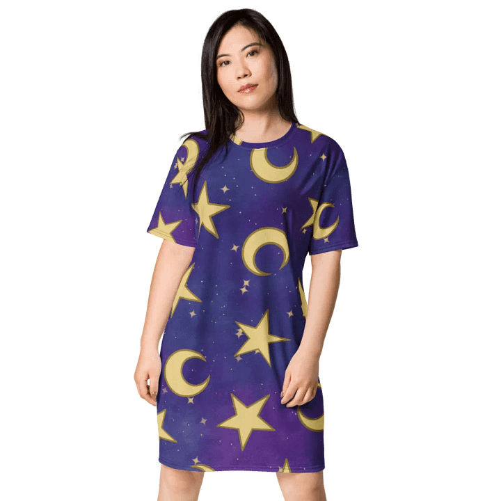 Cozy Moon and Stars Nighty Gown T-Shirt Dress product image (1)