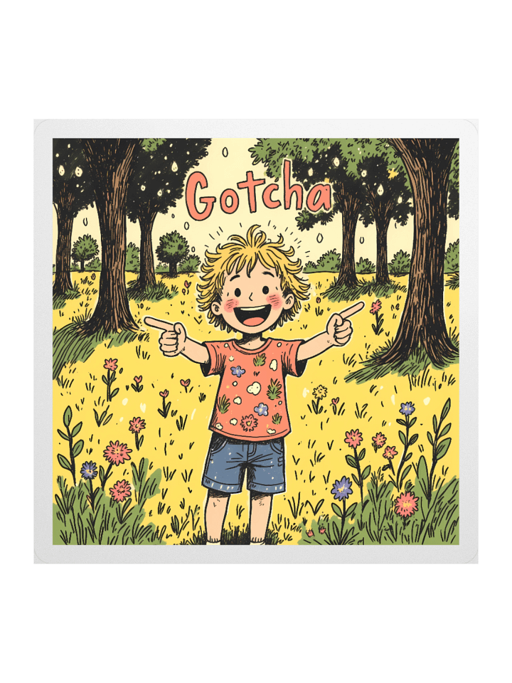 Gotcha! Playful Child – Whimsical Forest Sticker product image (3)