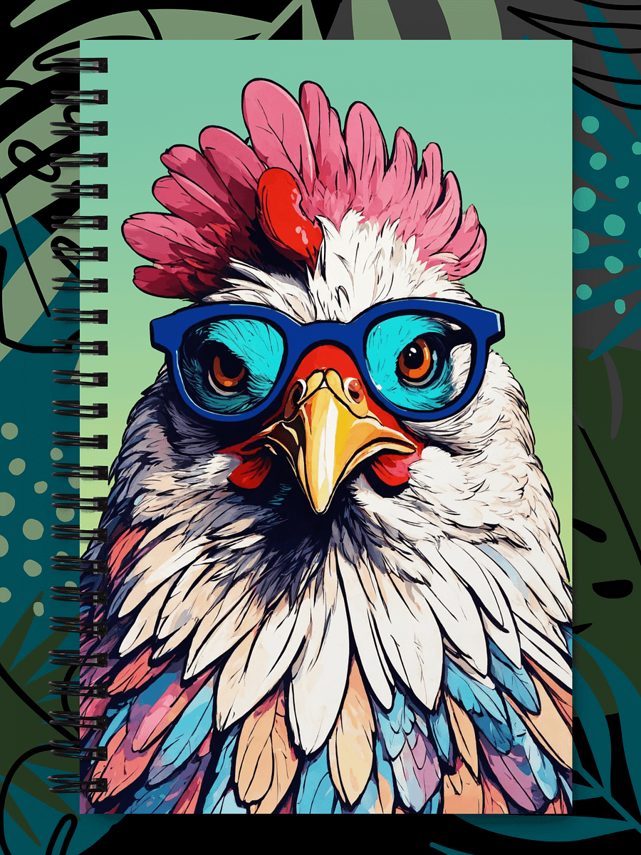 Colorful Chicken with Glasses Spiral Notebook product image (2)