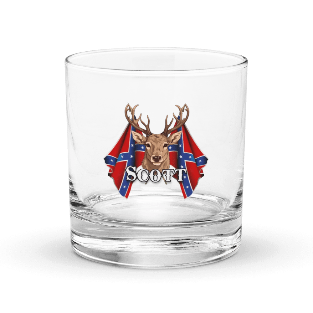 "Scott" Last Name Rebel Redneck Deer - Rocks Glass product image (1)
