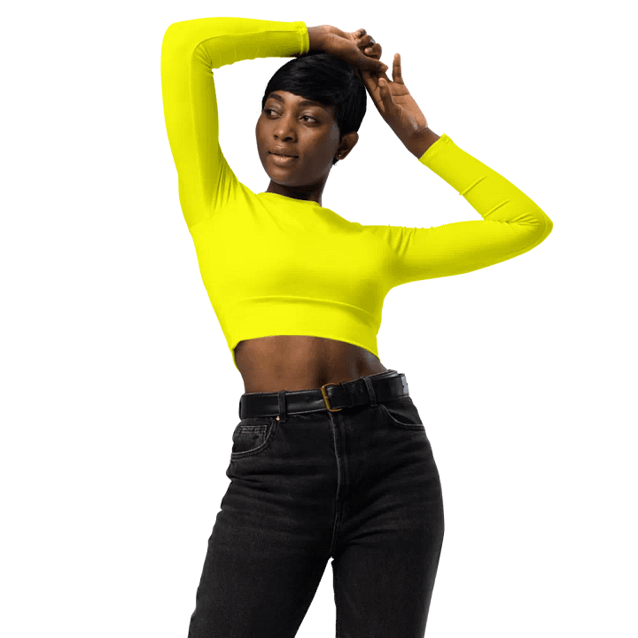 Plain Color Yellow Long Sleeve Crop Top product image (1)