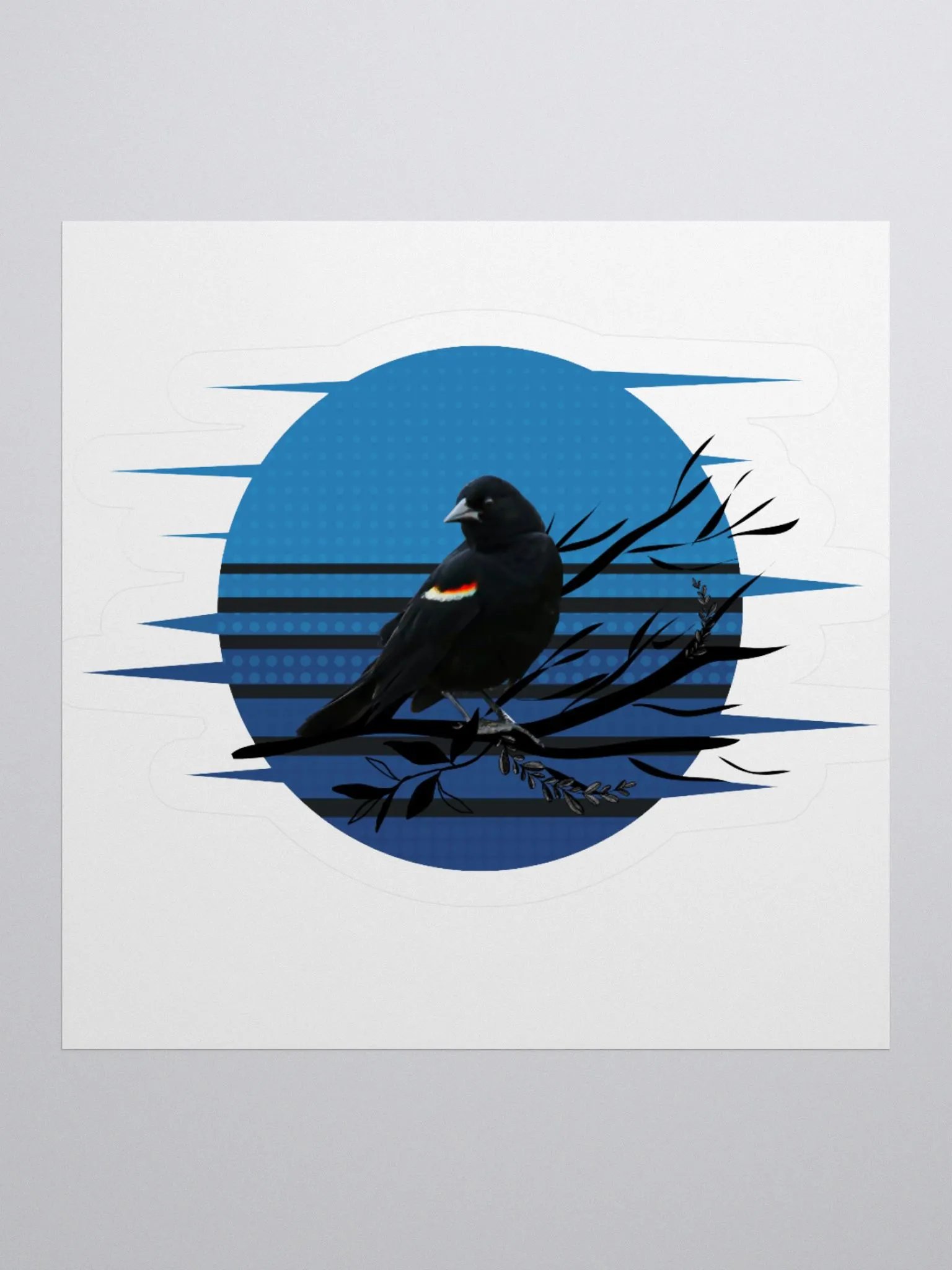 Red-winged Blackbird Wildlife Photography Kiss-Cut Sticker product image (1)