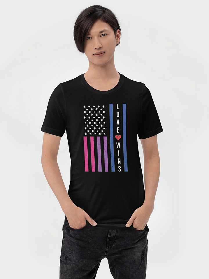 LGBTQ Bisexual Pride Love Wins USA American Flag T-Shirt product image (1)