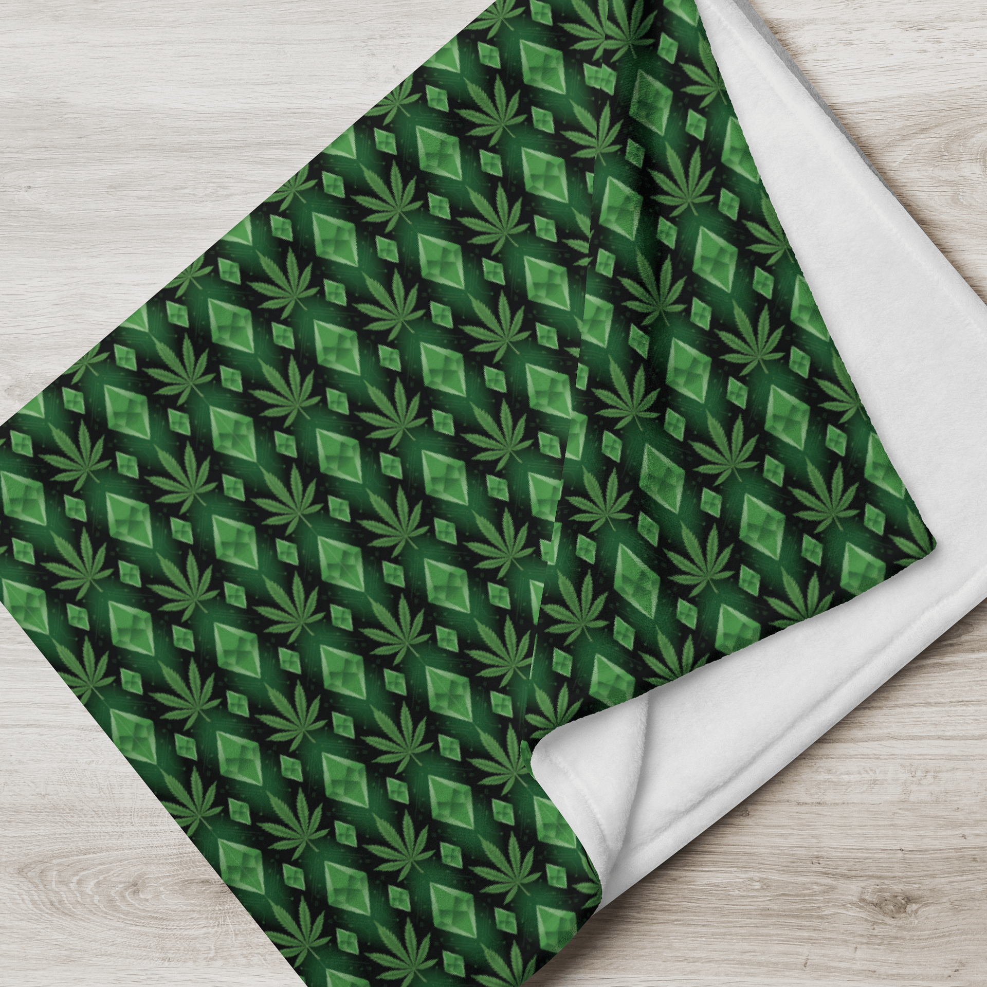 Cannabis & Diamond - High-Quality Throw Blanket – Plush Green Vibe Wrap product image (1)