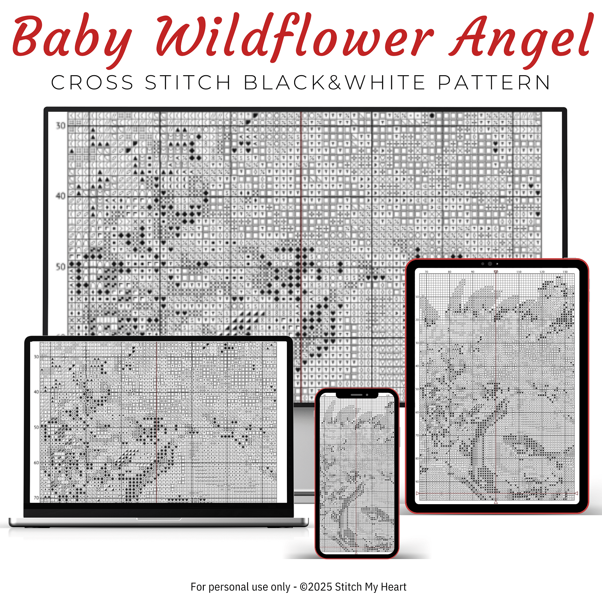 Baby Wildflowers Angel Cross Stitch Pattern product image (4)