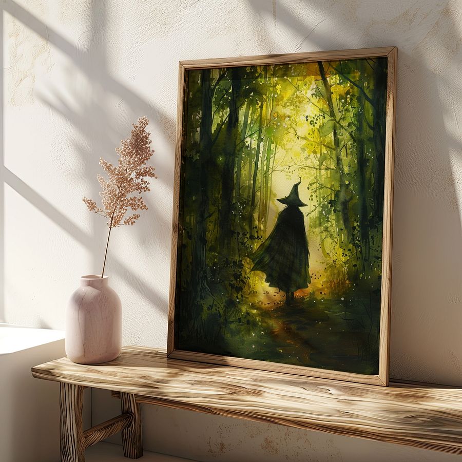 Watercolor Forest Witch Ethereal Art Print product image (25)