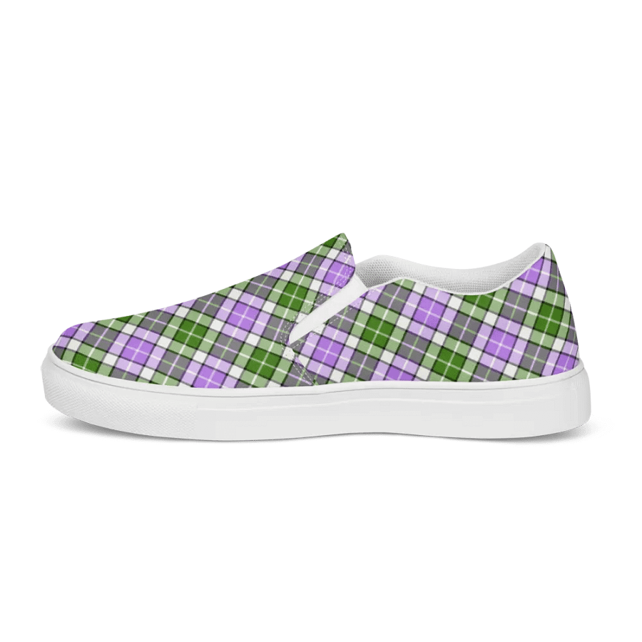 Lavender and Green Plaid Women's Slip-On Shoes product image (6)