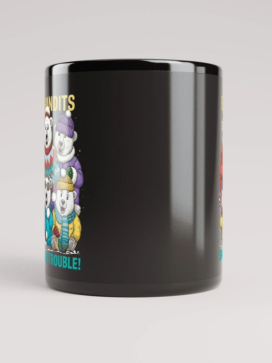 Bear Bandits of the North Black Glossy Mug – Playful Polar Bear Mug product image (9)