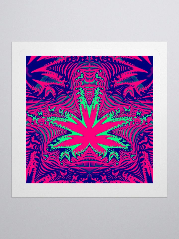 Cannabis Psychedelic Stoner Sticker, Hot Pink Blue Green Weird Weed Leaf Art product image (1)