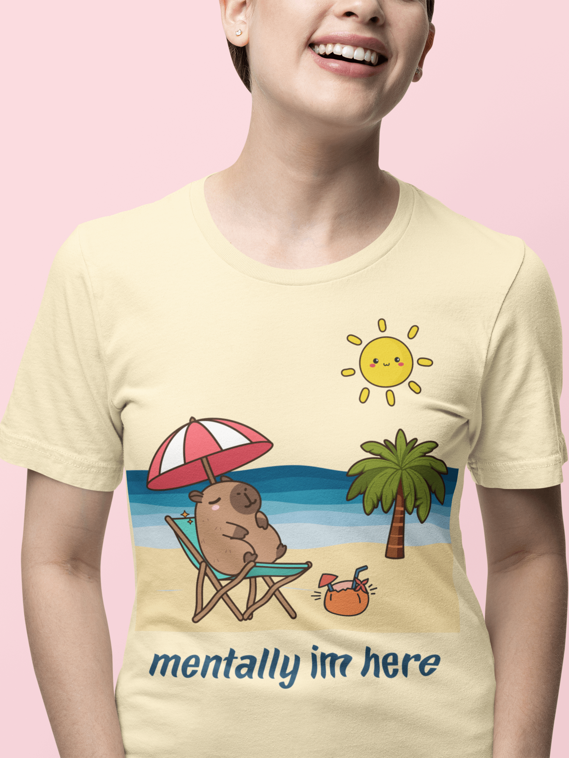 Mentally, I’m Here Capybara Tee (Unisex) product image (1)