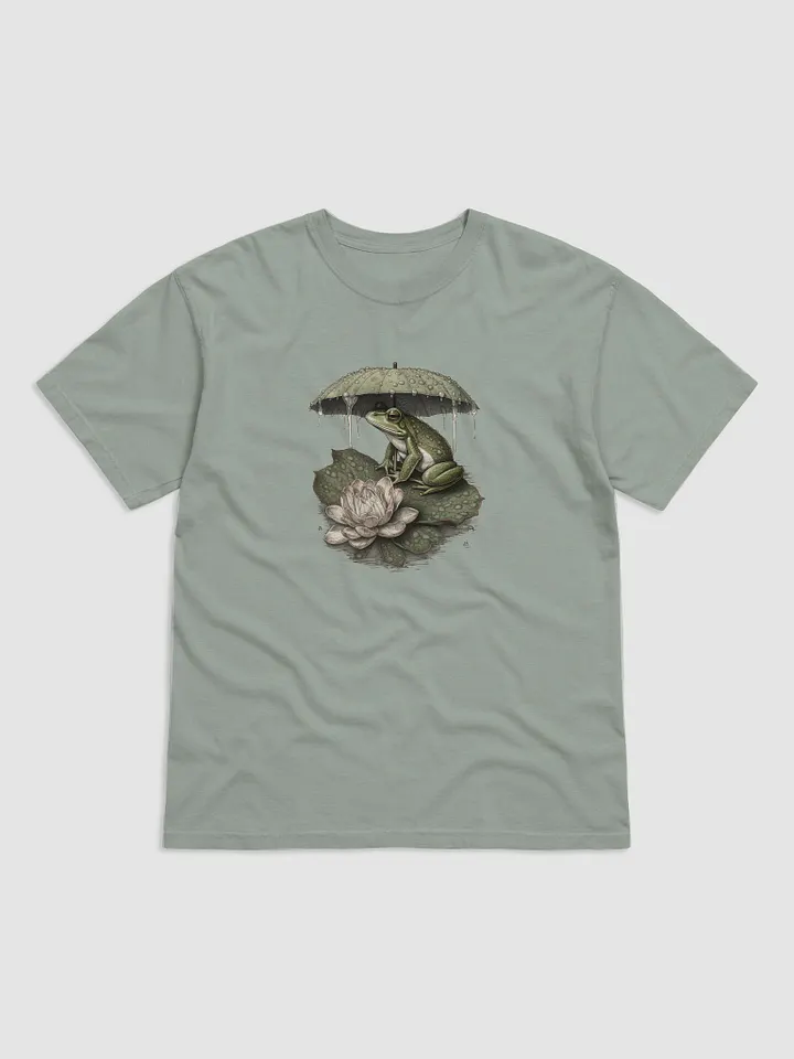 Vintage-Style Frog and Umbrella in the Rain T-Shirt | Cottagecore, Forestcore, Dark Academia, & Goblincore Shirt Design product image (2)