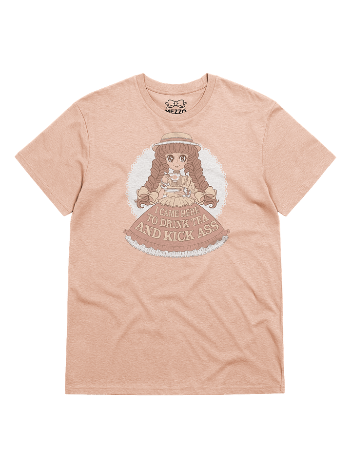 𝑬𝑼⧸𝑼𝑲 I Came Here to Drink Tea & Kick Ass (Country, Peach) organic cotton t-shirt product image (1)
