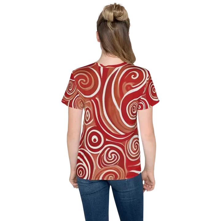 Funky Cherry Swirls Liquid Tie-Dye Youth Crew Neck Tee product image (2)