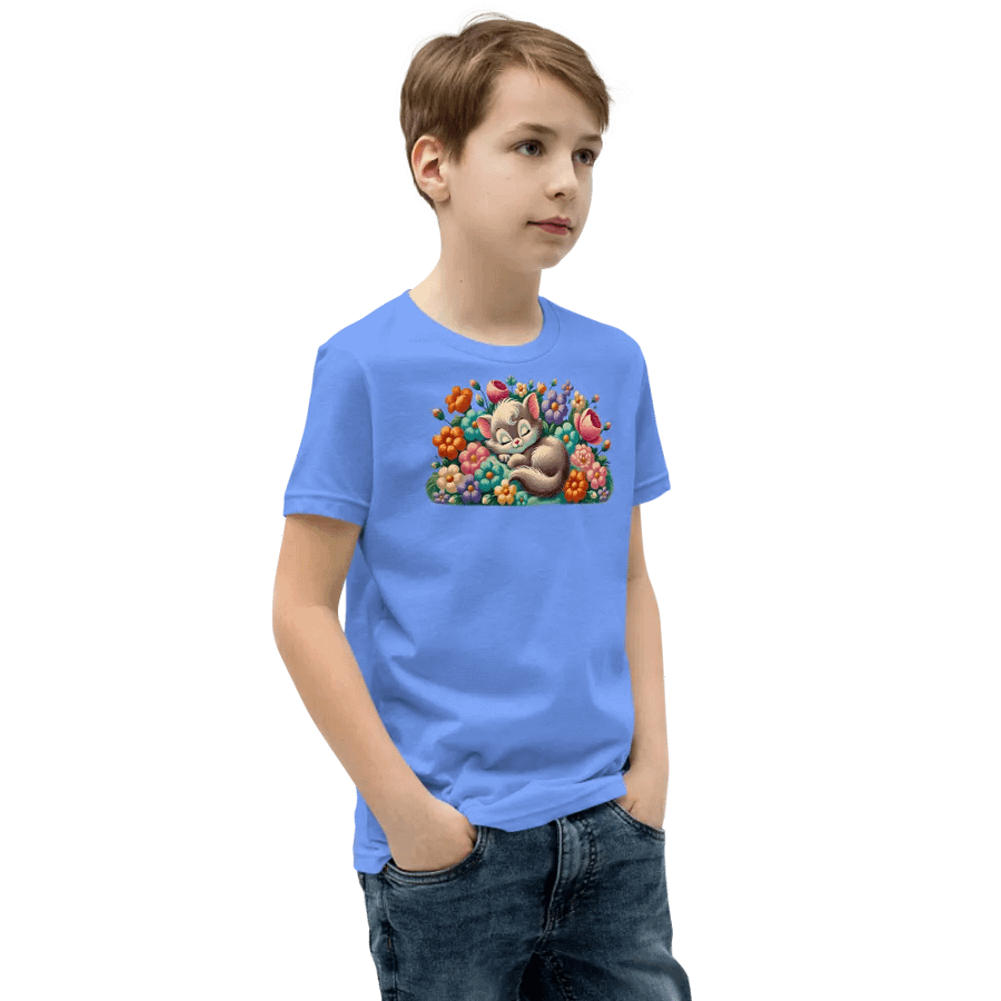 Kitten Sleeping in Flowers Kids T-Shirt product image (18)