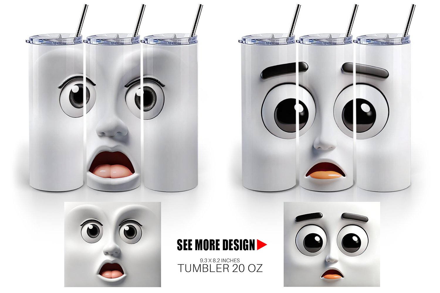 Surprised Expression Stainless Steel Tumbler product image (2)