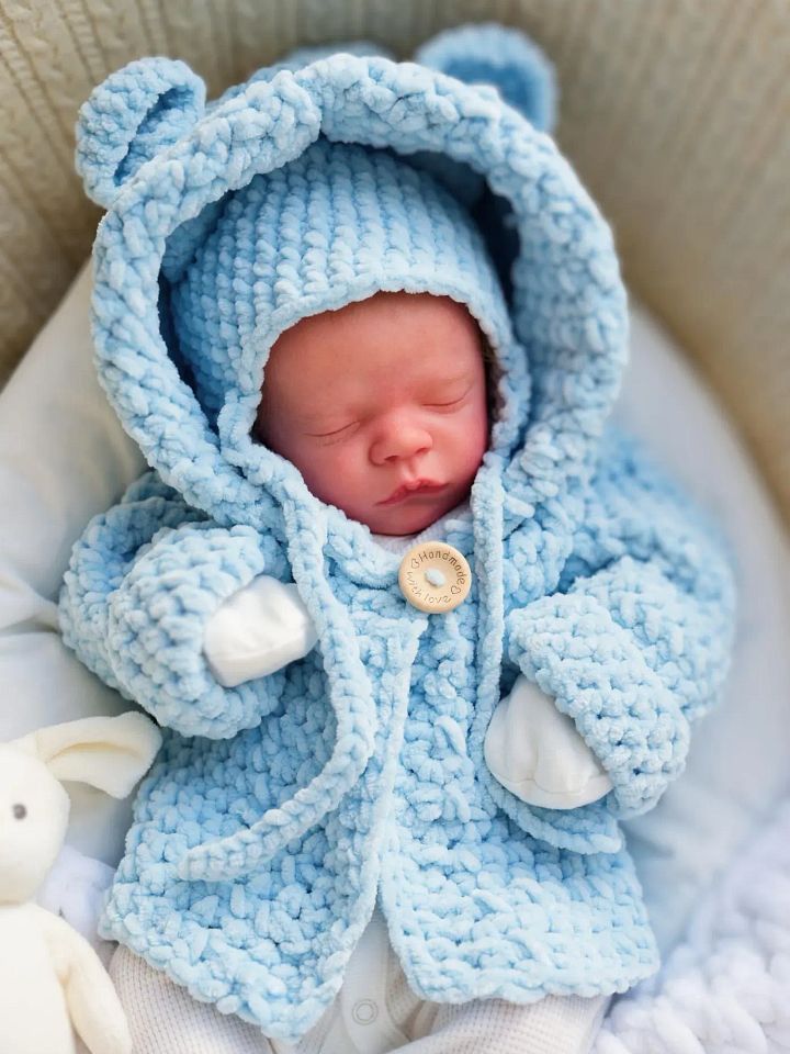 Crochet Pattern: Easy Baby Hoodie (with Bear Ears) product image (1)