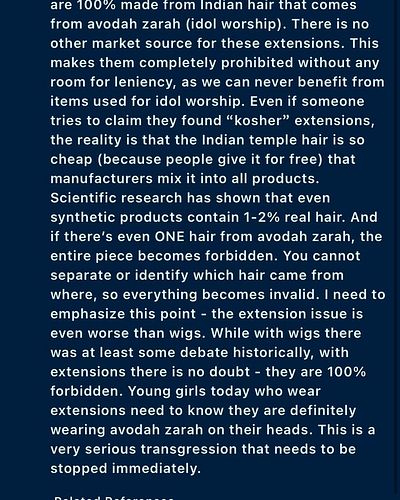 ❓ Torah question for today: 
😈 Is hair extension permitted?
👉 What do you think of the answer by our AIRABBI.ORG APP?