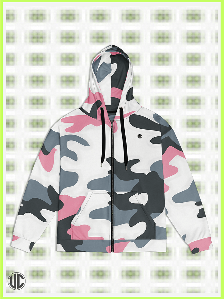 UnkoCon – Bubblegum Pink Urban Camo Zip Hoodie product image (1)
