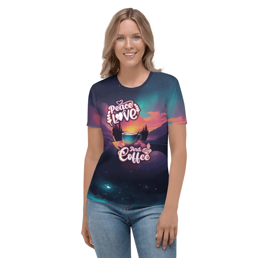 Peace Love and Coffee All Over Print T-shirt product image (2)
