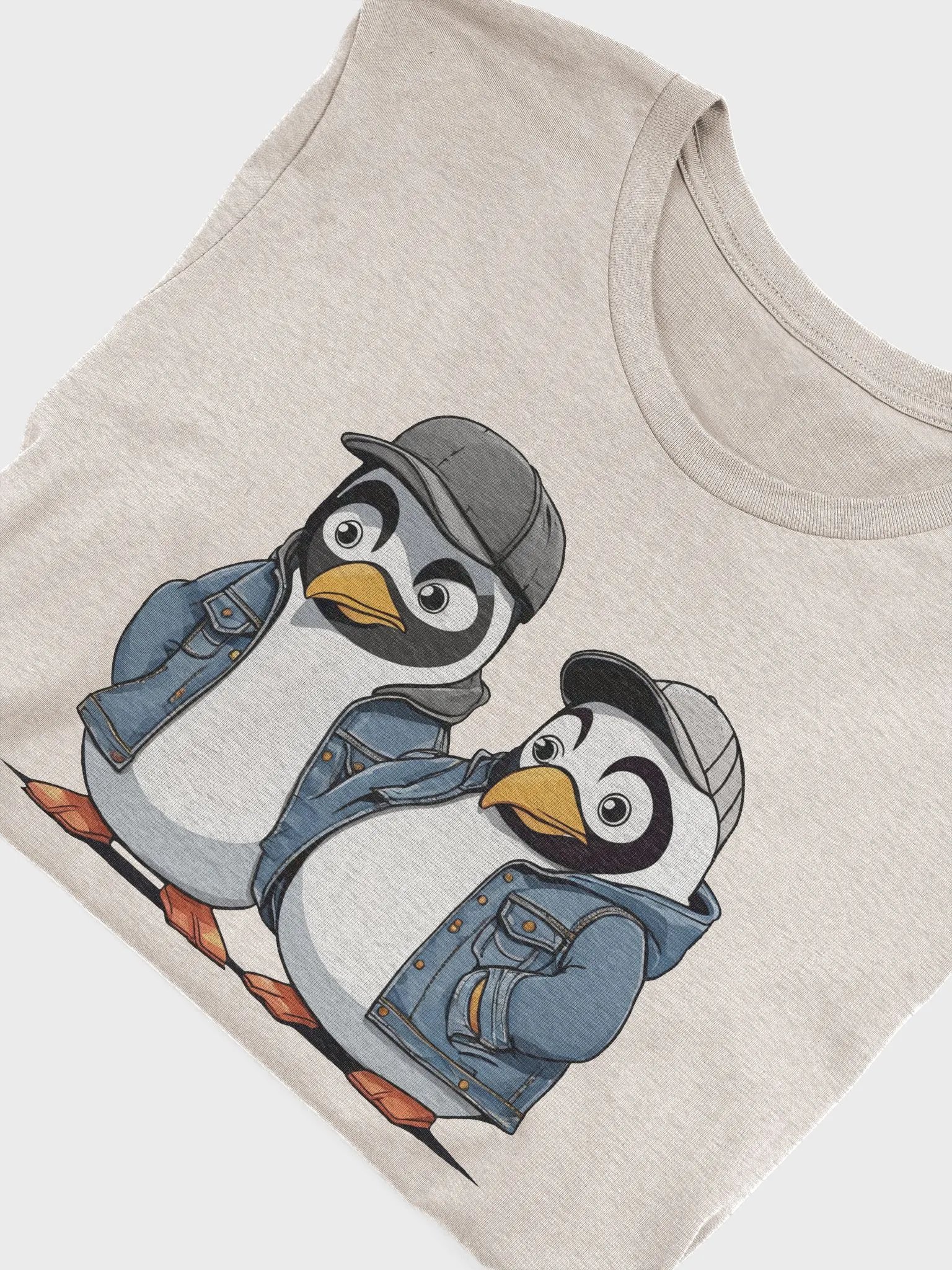 2 penguins wearing a denim jacket and hats product image (26)