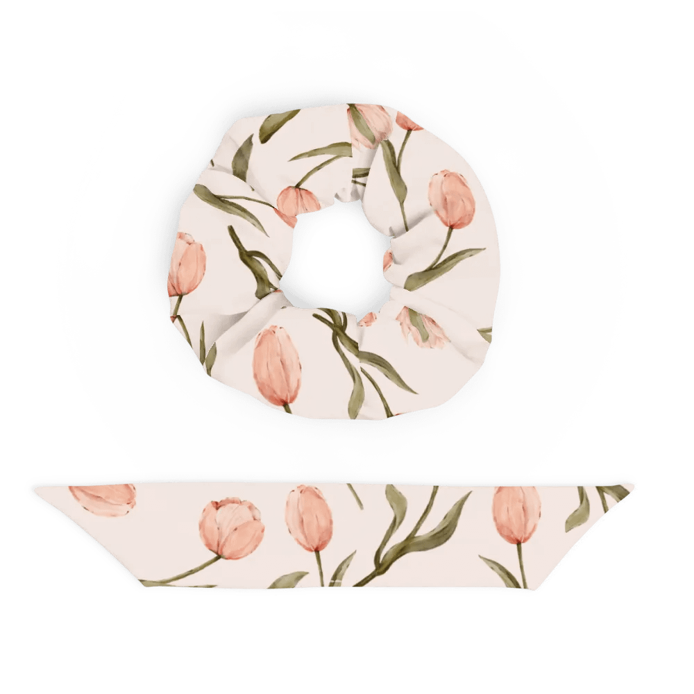 Scrunchie with pink tulips product image (5)