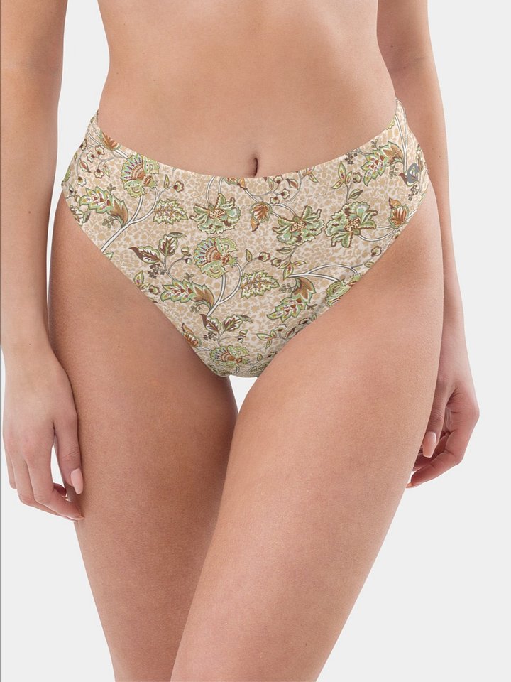 High-Waisted Bikini Bottom "Elegant Neutral Beige Chintz" product image (1)