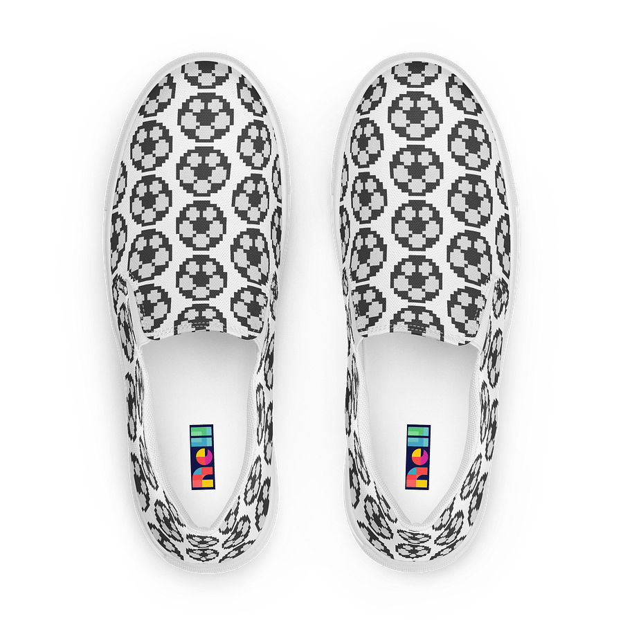 Pixelated Soccer ball Men's Slip-Ons Canvas Shoes product image (1)
