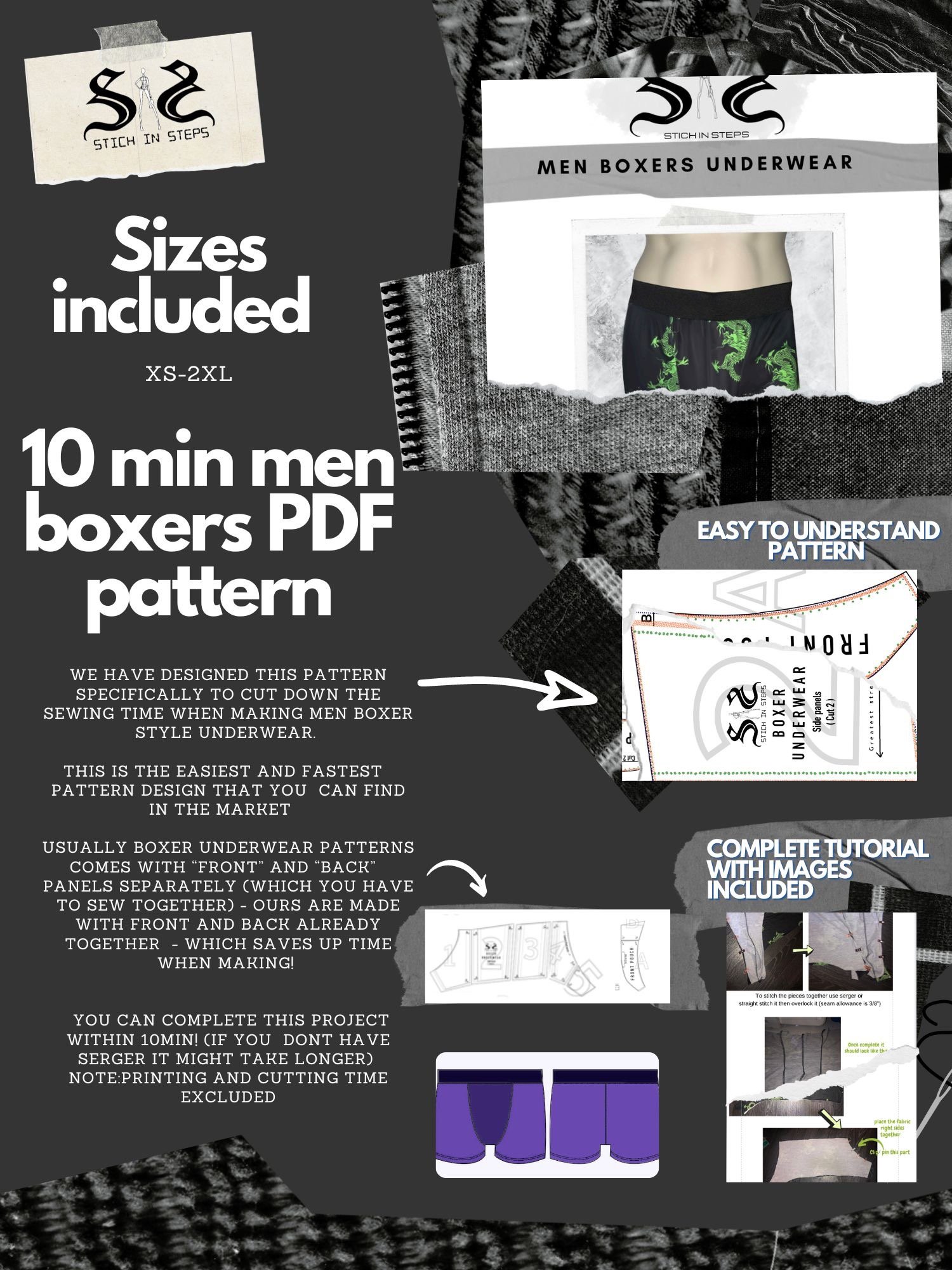 15 min Ultimate Men’s Boxer Shorts - Sewing Pattern product image (5)