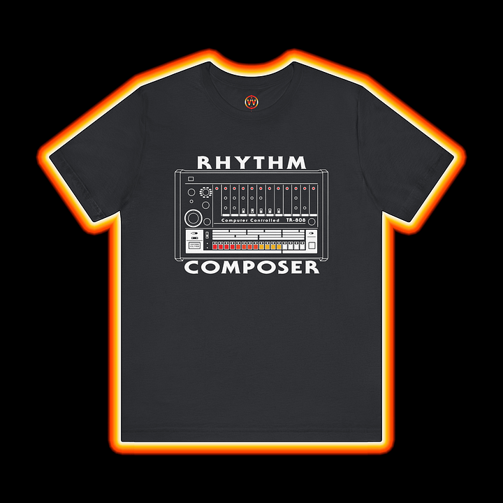 808 T-Shirt "Rhythm Composer" - Roland TR-808 (Vintage Drum Machine) COLOUR WHITE product image (1)