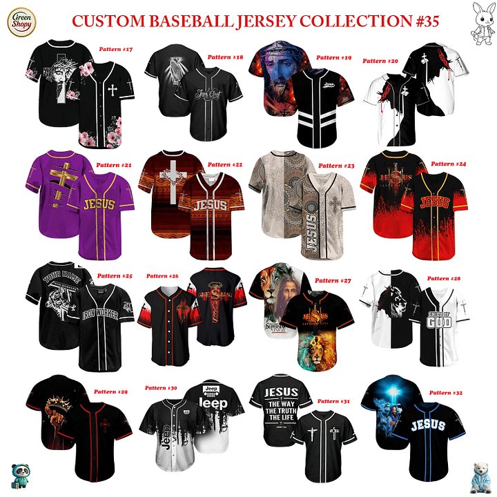 Authentic Baseball Jersey, Custom Baseball Jersey, Personalized Sport Jersey, Colorful, Flowers, Number, God, Jesus, Chris product image (182)