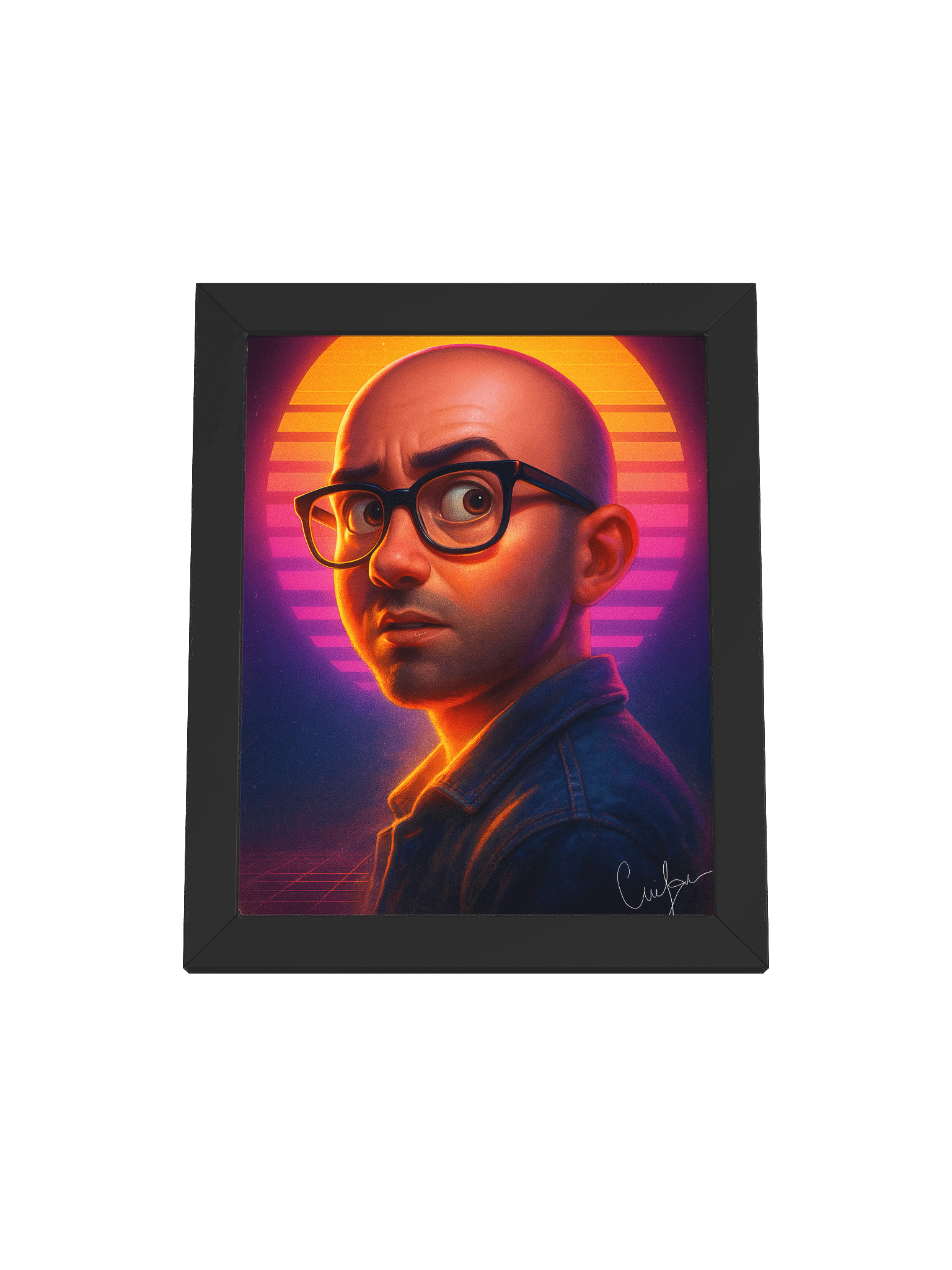 Retro-Futuristic Sunset Stantin Gaming Portrait product image (1)