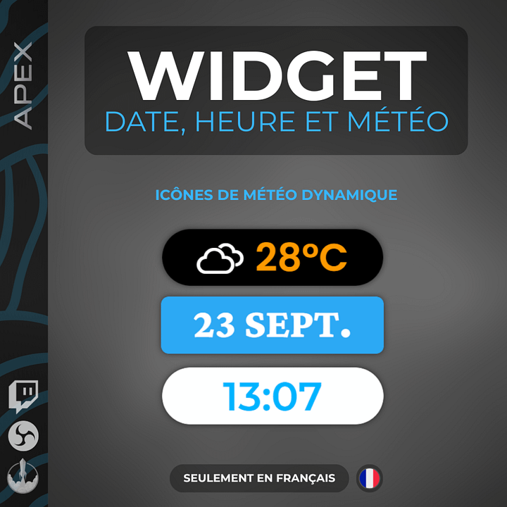 Widget Date Heure Météo Animé Twitch product image (1)