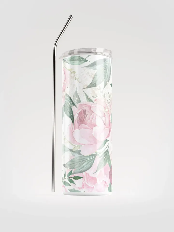 Sparkle in Style: Floral Glitter Stainless Steel Tumbler - Light Pink product image (1)