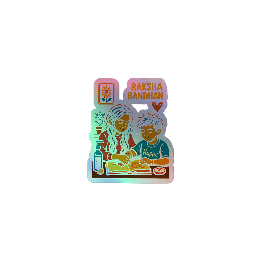 Raksha Bandhan Sister-Brother Collaboration: Vibrant Cultural Art Holographic Sticker product image (1)