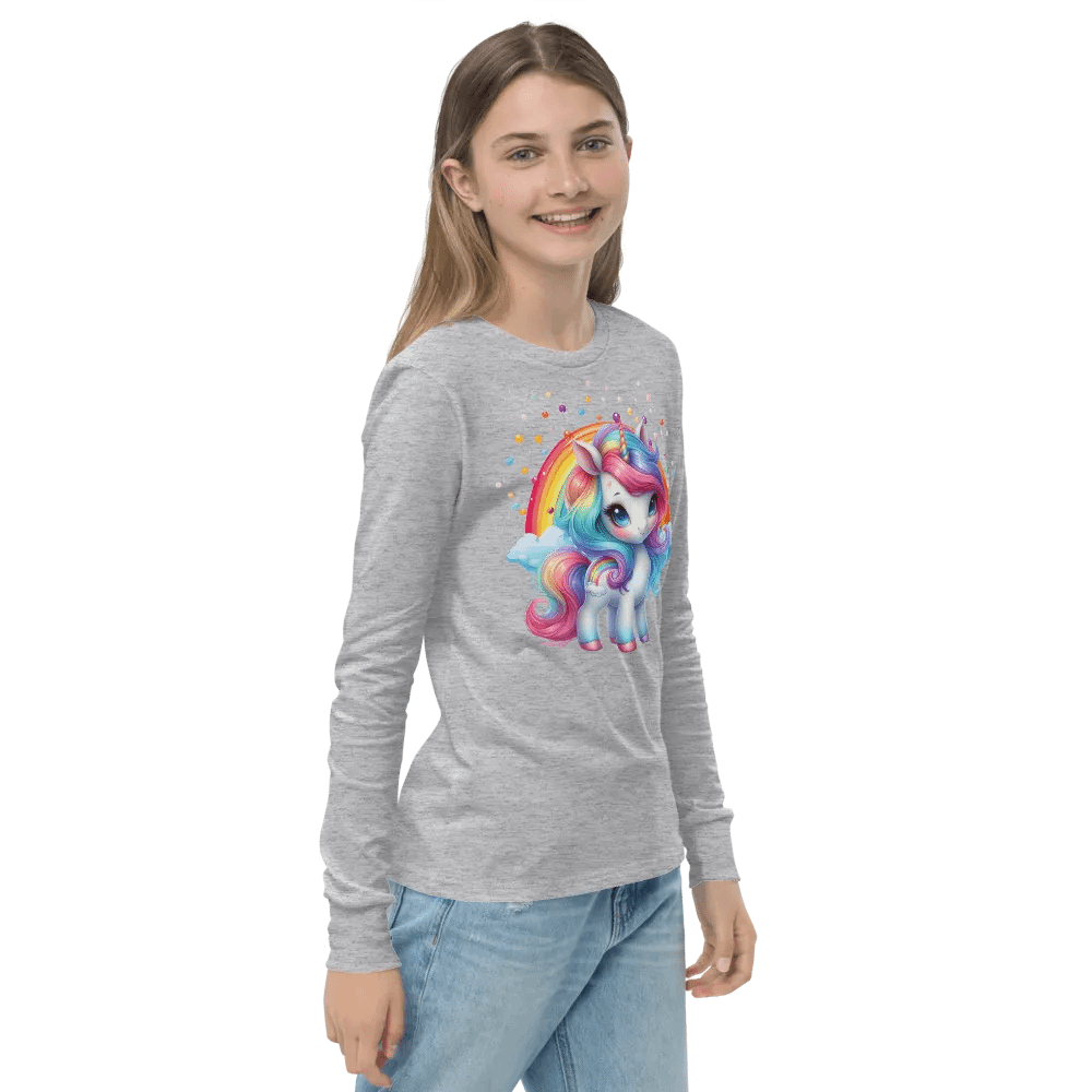 Rainbow Unicorn Youth Long Sleeve T-Shirt Front & Back Design product image (5)